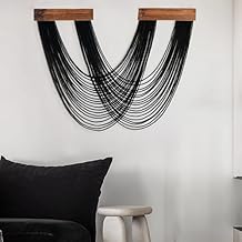 LB Boho Black Macrame Wall Hanging Handmade Black Bohemian Tapestry with Yarn Woven Tassels Macrame Wall Art Boho Wall Decor for Living Room Bedroom Dorm Nursery Home Decoration 25L X 12W inches