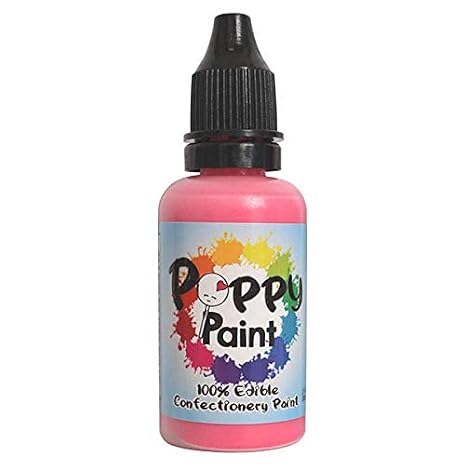 Pink Edible Poppy Paint, Fast Drying Poppy Paint for Cake Pops, Cookies, Chocolates Premium Quality Poppy Paint to be used on Glaze Icing, Fondant, Wafer Paper, Candy (30ml - Pink)