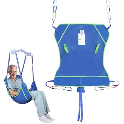 Universal Full Body Patient Lift Sling,Thickened Medical Sling for Transfer,Bed Positioning and Lifting,Transfer Sling for Elderly,Disabled,Bedridden-500LBS Blue, Large