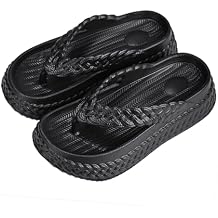 Harssidanzar Womens EVA Braided Strap Flip Flops, Comfortable Non-Slip Casual Beach Slippers for Women HL219US