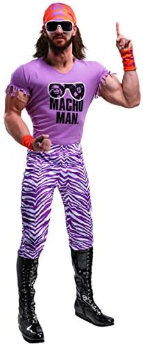WWE Adult Macho Man Madness Costume Mens, Purple Tough Guy Wrestling Halloween Outfit X-Large Bundle