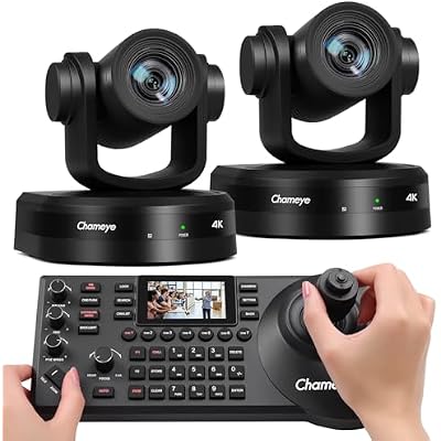 Chameye 4K 20X PTZ Camera, AI Tracking HDMI PTZ Camera for Church Worship Education Conference Events, PoE PTZ Controller 4K PTZ Bundle CH420x2E300