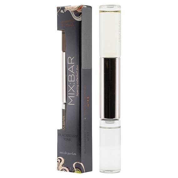 MIX:BAR Whipped Almond & Blackberry Tonic Hair & Body Mist Rollerball Duo- Clean, Vegan Body Spray & Hair Perfume for Women, (0.17 fl oz)