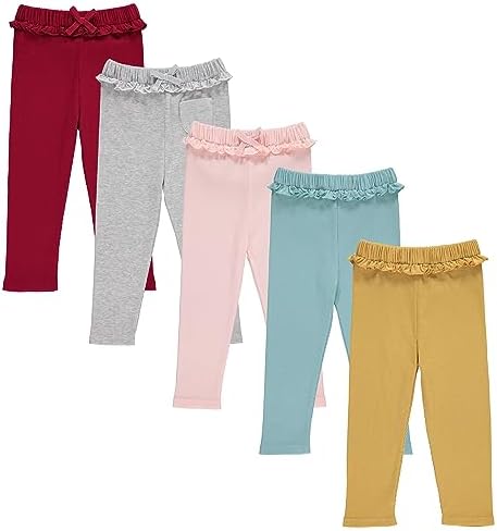 Cudlie 5-Pack Baby/Toddler Girls Joggers - Lounge Pants, Active Sweatpants Sweats - Fashion Joggers for Girls