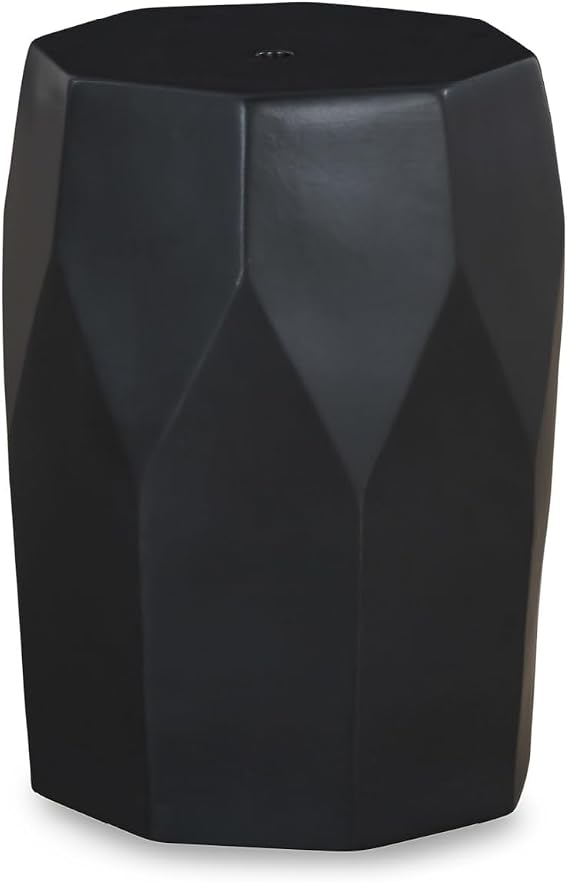 Signature Design by Ashley Rhysworth Contemporary Ceramic Indoor/Outdoor Stool, Black