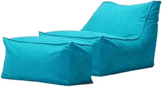SXBCyan Outdoor Waterproof Oxford Chaise Lounge Pouf Cover No Filler Garden Beach Camp Beanbag Sofa Bed Puff Salon Ottoman(Blue Green)