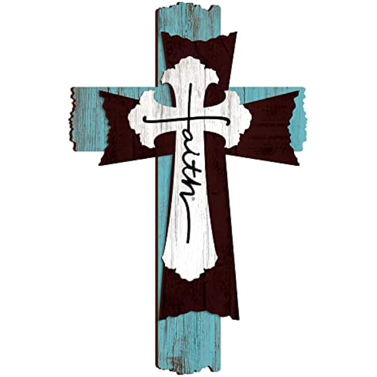 Yookeer Large Wooden Christian Wall Cross Religious Decor Art Wood Wall Cross Hanging Rustic Multi Layered Weathered Look Spiritual Sculpture for Church Home Farmhouse Indoor OutdoorSimple Style