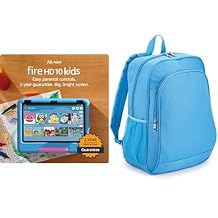 Amazon Fire HD 10 Kids Tablet, 10.1" HD (32 GB, Blue) + Backpack Bundle
