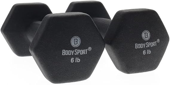 Body Sport Neoprene Dumbbell Pair - Strength Training Equipment for Exercises - Home Gym Accessories - Weight Training