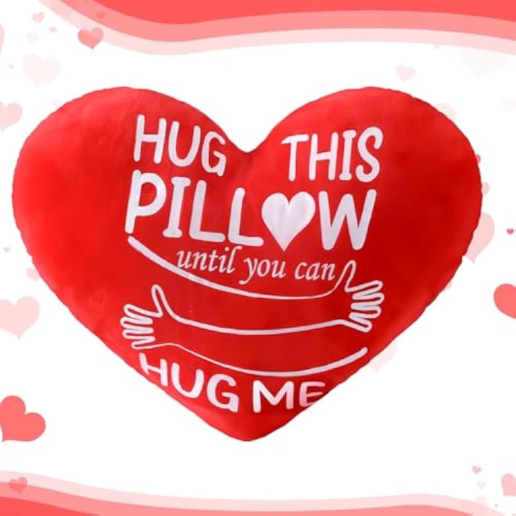 HunnmingRe Valentines Day Gifts for Her Him Long Distance Relationship Gifts for Boyfriend Girlfriend Hug This Pillow Until You Can Hug Me Romantic Love You Decorative Pillow for Women Men Sofa Bed