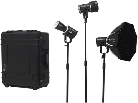 Aputure Storm 80c Portable 3-Light Kit | Mount Protection Cover, Lantern Diffuser, ProLock Hyper Reflector
