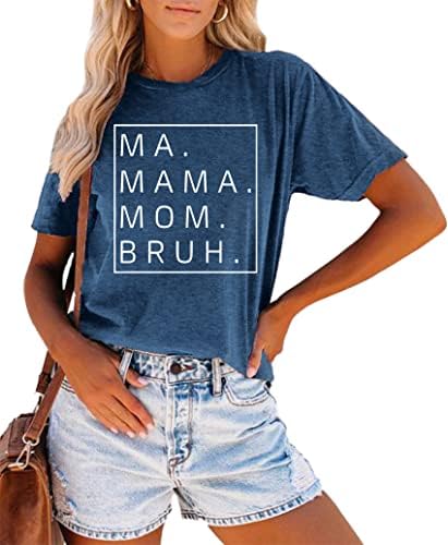 Ma Mama Mom Bruh Shirts for Women Mama Letter Print Graphic T Shirts Shirts Tee Tops