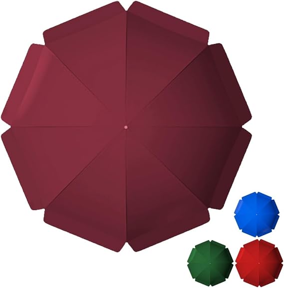 Patio Umbrella Replacement Canopy 9.2ft 12ft 11ft 7.2ft 8.5ft, 8 Ribs 10 Ribs Outdoor Umbrella Top Cover, UV Protective Market Umbrella Top Outdoor Umbrella Canopy, Wine Red