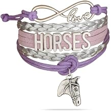 Horse Bracelet Purple and Silver Love Infinity Horses Charm Equestrian Jewelry Gift for Riders, Horse Lovers Cute Accessories for Birthdays or Special Occasions
