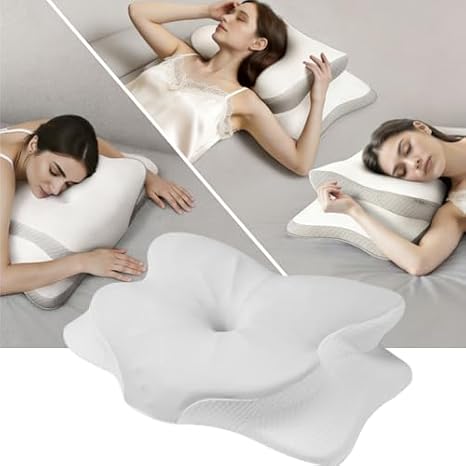 CuroSleep Seladi airflow pro pillow orthopaedic neck pillow with 2 heights & memory foam, 6-zone support & cooling cover - against neck pain & snoring, (CertiPUR-US/Oeko-Tex 100) (pure white)