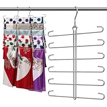 Scarf Hanger 2 Pack Scarf Hangers for Closet Organizer,6 Tiers Metal Space Saving Hanger with 360 Degree Hook,Mult Function Closet Organization for Scarves,Tank Top,Leggings