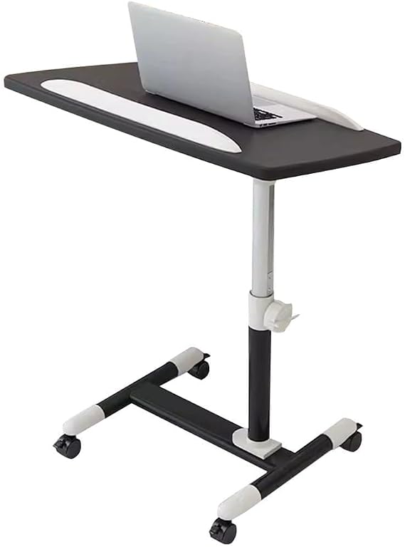 Laptop Table, Height Adjustment Workstation, Training Institution Sit Stand Standing Desk, 45° Flip Desktop Standing Desk, Mobile Sofa Side Table(Black)