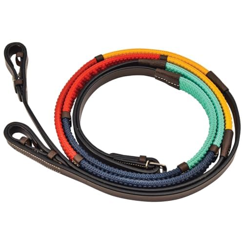 Kincade Rainbow Reins with Hook Studs, BrownMulti, 58x54