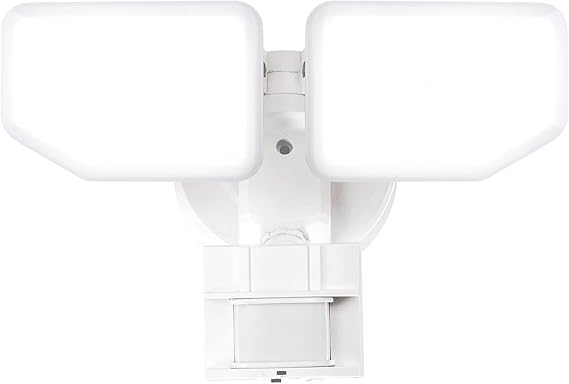 30W LED Motion Sensor Security Light Outdoor, 180 Degree, 2600 LM, 5100 K, ETL Water Resistant, 2 Head Adjustable Motion Sensor Outdoor Detector Light for Patio, Garage, Porch (White)