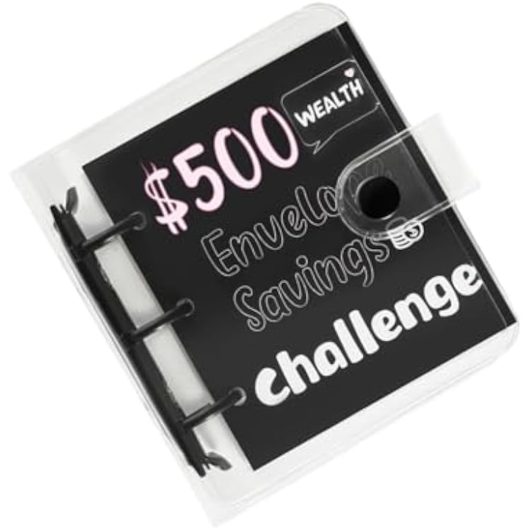 Mini Money Saving Binder with 25 Cash Envelopes $500 Money Saving Challenge Reusable Savings Challenges Budget Book with Stickers, Savings Binder, Gifts for Christmas, New Year Saving 500