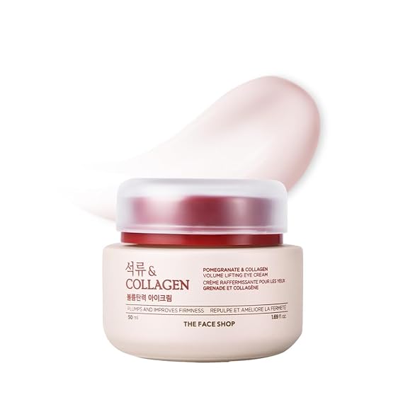 The Face Shop Pomegranate & Collagen Volume Lifting Eye Cream | Ultra-Light Eye Cream for Eye Skin Lifting, Firming & Brightening | Reduce Dark Circles | Deep Hydrating Under Eye Area, 1.69 Fl Oz