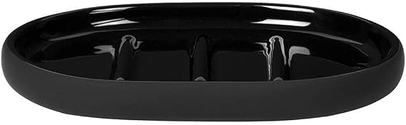blomus SONO Bathroom Soap Dish - Ceramic Soft Touch - Modern Design - Black