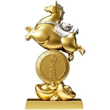 RYTM Chinese Feng Shui Horse Statue, Year of The Zodiac Horse 2026 Golden Resin Collectible Figurines Decoration for Wealth and Good Luck for Your Home or Office(Gold)