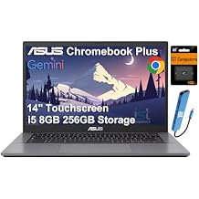 ASUS Chromebook Plus CX34 Touchscreen Laptop (14" FHD, Intel Core i5-1335U, 8GB RAM, 128GB Storage + 128GB SD Card), Enterprise Business, Student, 1080p Webcam, Google AI, IST HUB, Wi-Fi 6E, Chrome OS