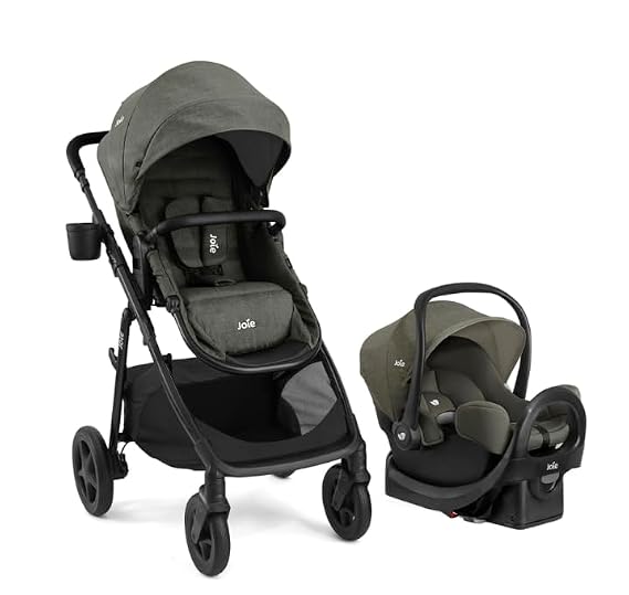 Joie Baby, Ginger and Rue Travel System - 4-in-1 Modular Travel System with Pramette, Lightweight Infant Car Seat & Anti-Rebound Base (Evergreen)