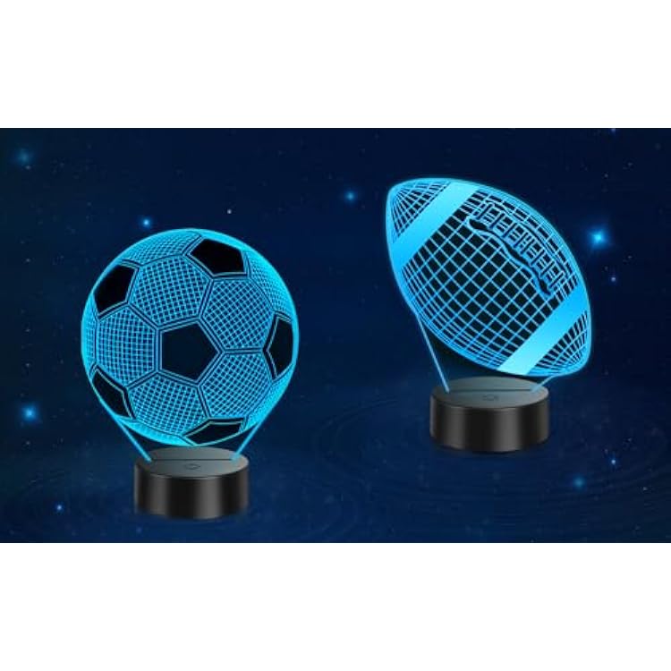 Linkax Soccer Football Gifts for Kids Boys Girls, Birthday Gifts for Boys Sport Fan, Toys for Ages 8-13, Light Up Football Soccer Ball 3D Illusion Night Light with 16 Color Changing