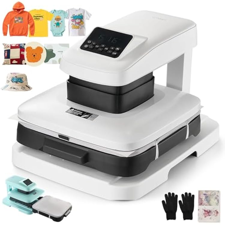 VEVOR Auto Heat Press Machine, 15 x 15 inch, T-Shirt Press Machine with Auto Release and Adjustable Pressure, Digital Display, Rapid Heating, for Sublimation, Vinyl, Heat Transfer Projects, White