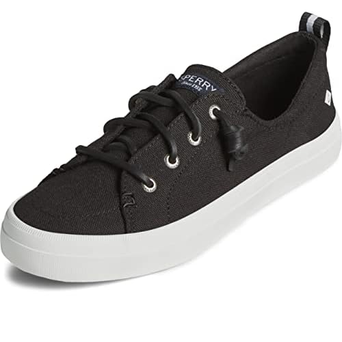 Sperry Womens Crest Vibe Linen Sneaker, Black , 8 wide US