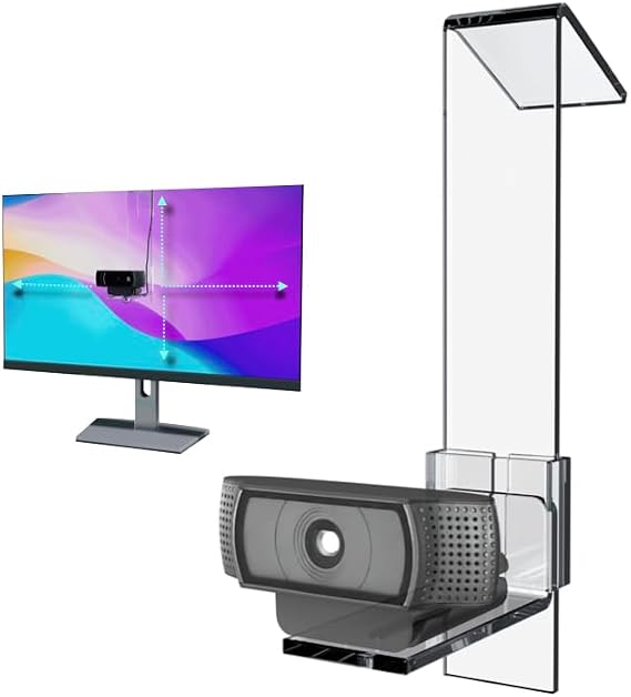 PlexiCam Pro V2 | Center Screen/Middle Screen Webcam Mount | Position Any Webcam (Not Included) Anywhere/Any Screen (Laptops-32) | Tripod gooseneck teleprompter Alternative for Eye Contact Audience