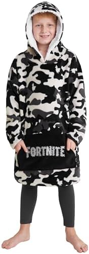 Fortnite Blanket Hoodie Gifts for Boys Teens, Oversized Fleece Pullover with Sherpa-Lined Hood, Wearable Blanket for Gamers