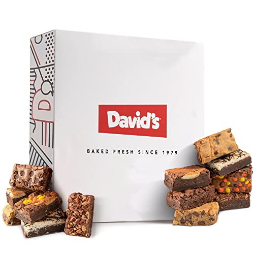 Davids Cookies Assorted Brownies 12 Pcs 2 oz Each Freshly Baked Gourmet Brownie Snacks in Carton Gift Box Great for Sharing, Parties & Dessert Gifting