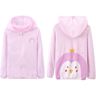 Toddler Sun Protection Hoodie UV Protection Jacket Kids Sunscreen Clothing Lightweight Summer Breathable Outwear Cartoon Coat 120cm6-7Y, Purple, 6-7 Years, FS