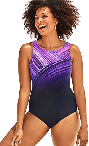 Swimsuits For All Womens Plus Size Tummy Control Chlorine Resistant High Neck One Piece Swimsuit