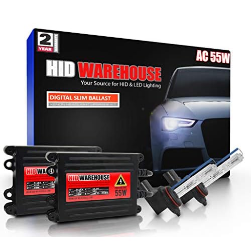 HIDWarehouse 9012 8K 55W AC Xenon Bundle - Xenon Headlight Bulb with Slim AC Ballast - 8000K Medium Blue - Xenon Bulbs - 1 Pair