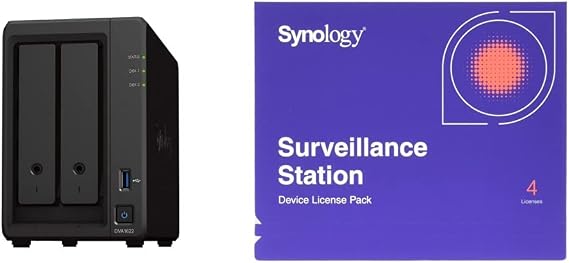 Synology 16 Channel NVR Deep Learning Video Analytics DVA1622 with HDMI Video Output & IP Camera License Pack for 4 (CLP4)