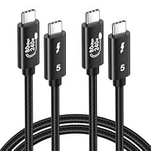 Thunderbolt 5 Cable, 3.3ft USB C to USB-C 80Gbps Data Transfer 240W PD3.1 Fast Charging 120Gbps Bandwidth 8K Display for TB4/3 USB4 Dock MacBook M4 iPhone 17 Pro Max iPad eGPU SSD, 2Pack