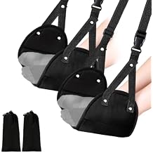 Aksiko 2 Pack Airplane Travel Footrest Hammocks, Adjustable, Black, Memory Foam, Foot Hammock for Airplane Travel