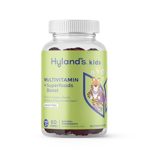 Hylands Kids Multivitamin  Superfoods Boost, Sugar Free Natural Strawberry Flavored Gummies with Fruits & Veggies Blend, 60ct Bottle