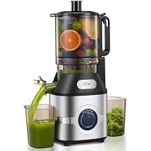 QCen Cold Press Juicer, 5.5 Wide Feed Chute Slow Masticating Juicer Machine for Whole Fruits and Vegetables, Easy to Clean (Silver)