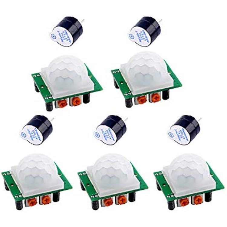 5PCS HC-SR501 PIR Infrared IR Sensor Body Motion Module DC 4.5-20V  5PCS 5V Electromagnetic Active Buzzer for Arduino Raspberry Pi