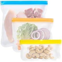 Reusable Food Storage Silicone Bags, Reusable Snack Bags,Leakproof Freezer, BPA Free, 1 Gallon 1 Snack 1 Sandwich Bags, for Home Kitchen, Marinate Food Travel,Fridge Organization (3)