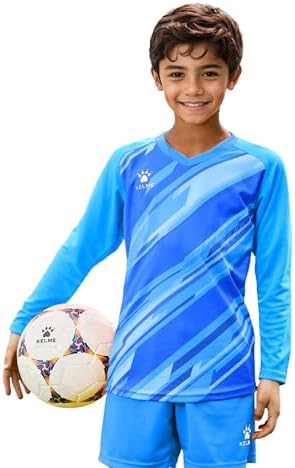 KELME Kids Goalie Shirt,Goalkeeper Jersey Padded Long Sleeve Soccer Football Training Uniform for Youth,Blue Kid Size 6