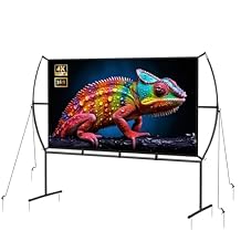 3D 4K HD Outdoor Movie Screen with Stand and Carry Bag, 84 100 120 inch Washable Projector Screen for Indoor Outdoor Backyard(100"(16:9))