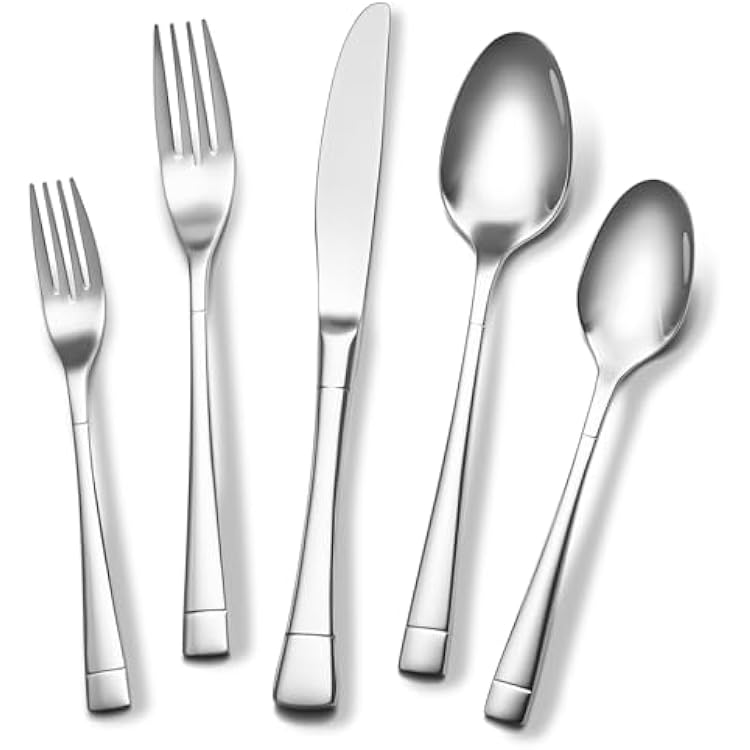 Heavy Duty Silverware Set for 4, 20-Piece 1810 Stainless Steel Flatware Set, Mirror Polished Cutlery Modern Kitchen Eating Utensil Durable Tableware Included Knife Fork Spoon, Dishwasher Safe