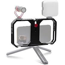 Universal Phone Video Rig Kit for iPhone Filmmaking Vlogging Rig Metal Case Phone Video Stabilizer with Cold Shoe Mount for Videomaker Videographer for iPhone.