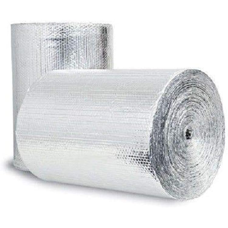 US Energy Products Double Bubble Reflective Foil Insulation: 48 in X 10 Ft Roll Industrial Strength, No Tear, Radiant Barrier Wrap for Weatherproofing Attics, Windows, Garages, RVs, Pack of 2